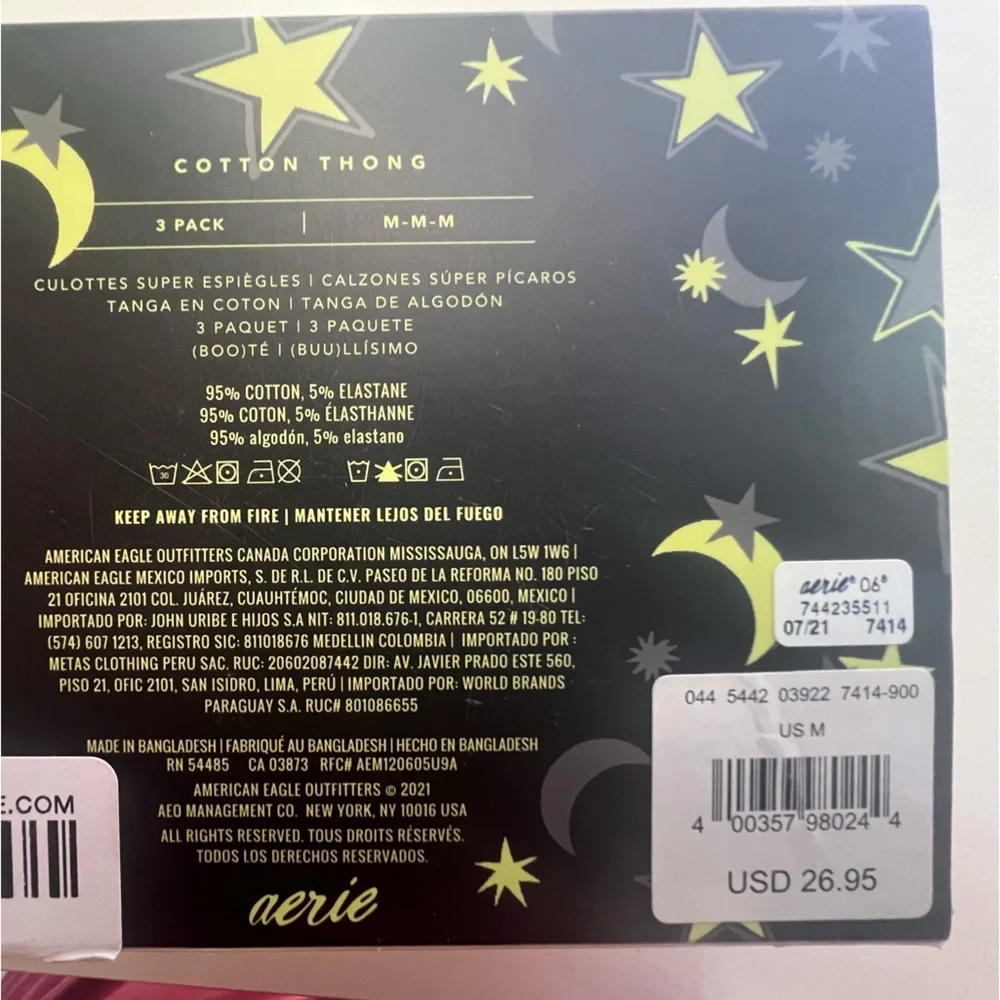 Aerie Cotton Thong Set Medium NWT 3 Pack Gift Box - Picture 6 of 6